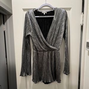 Charlotte Russe silver metallic long sleeve romper